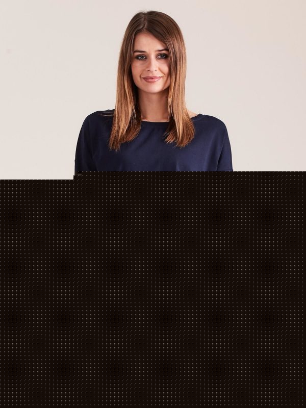 Velkoobchod Tmavě modré oversize šaty s volánem