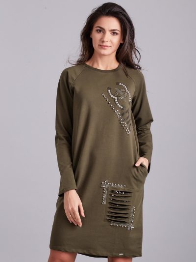 Velkoobchod Khaki mikiny s ornamentace