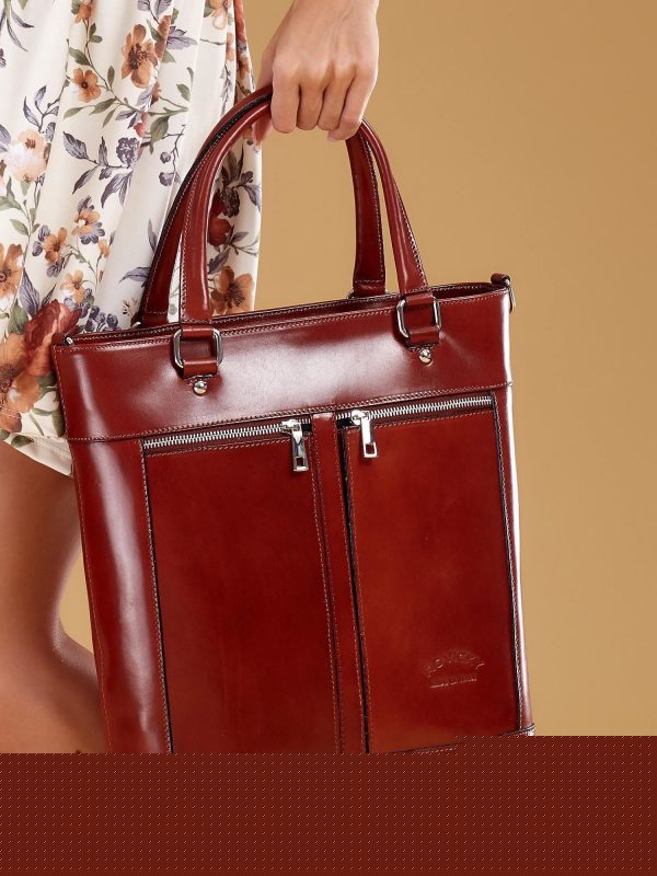 Velkoobchod Hnedá kožená taška s čepicemi