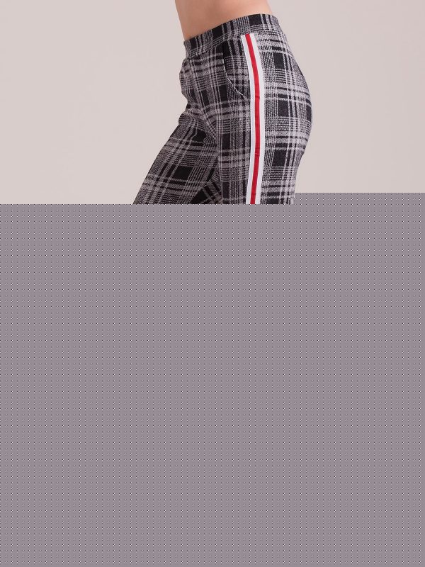 Velkoobchod Šedé kostkované kalhoty s proužkem