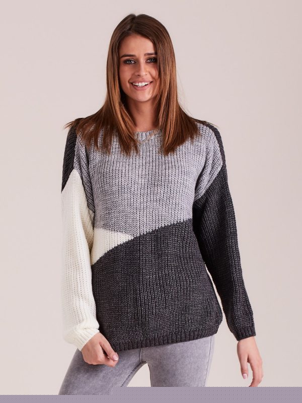 Velkoobchod Tmavě šedý svetr tři barvy