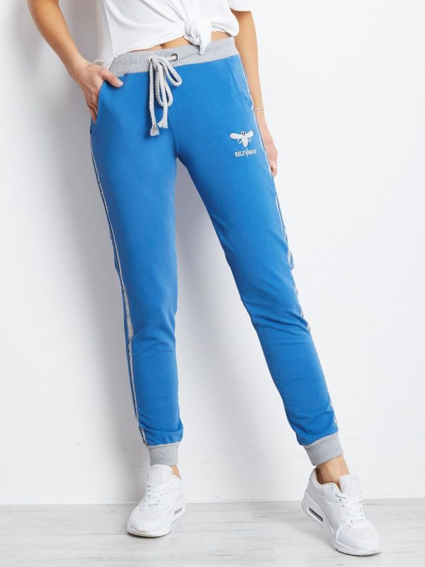 Velkoobchod Modre bavlněné tepláky s pruhy