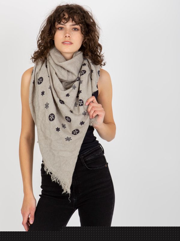 Velkoobchod Šedá zimní dámská vzorovaná šala