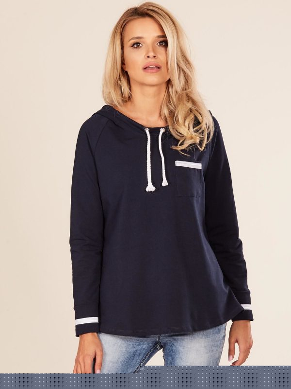 Velkoobchod Námořnická modra Dámská mikina s kapucí