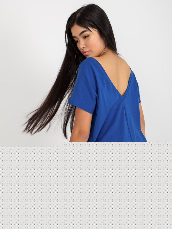 Velkoobchod Kobaltové volné tričko Basic v požární bavlně