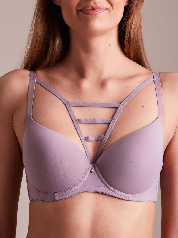 Velkoobchod Tmavě béžová podprsenka s ozdobnou