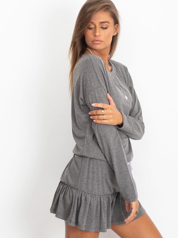 Velkoobchod Tmavě šedé šaty s volánem