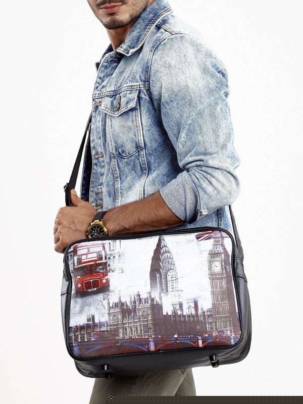 Velkoobchod Černa pánská taška rameno s motivem Londýn