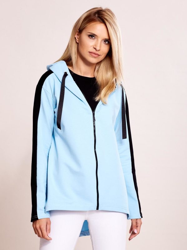 Velkoobchod Modra mikina s černým lemováním a kapucí