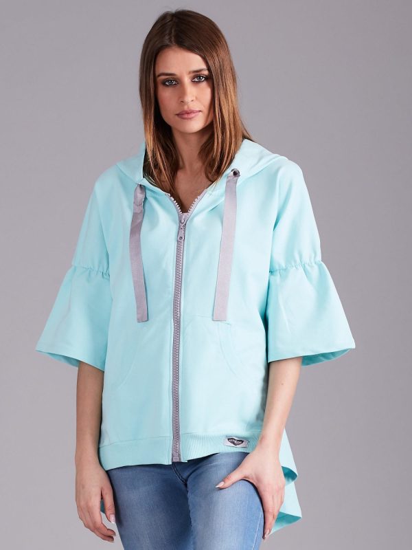 Velkoobchod Světle modrá mikina se širokými rukávy