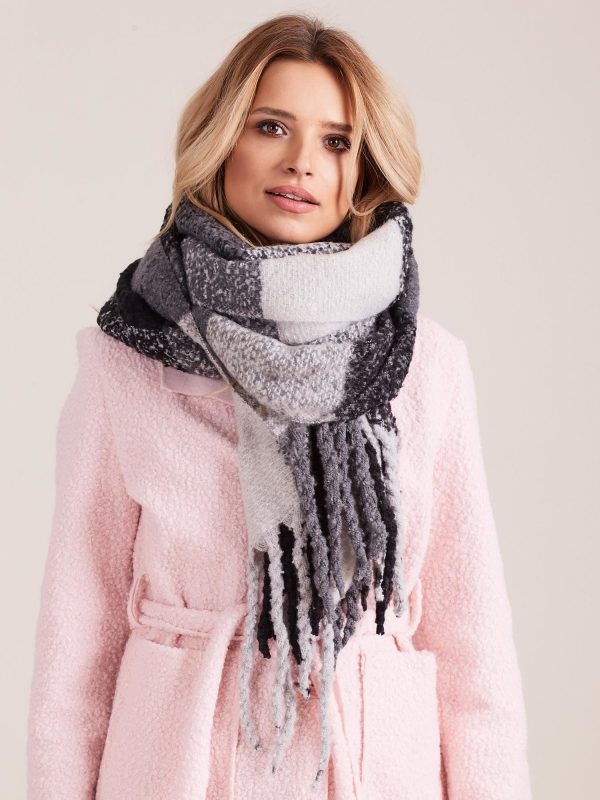 Velkoobchod Šedo-cerný šátek s trásněmi