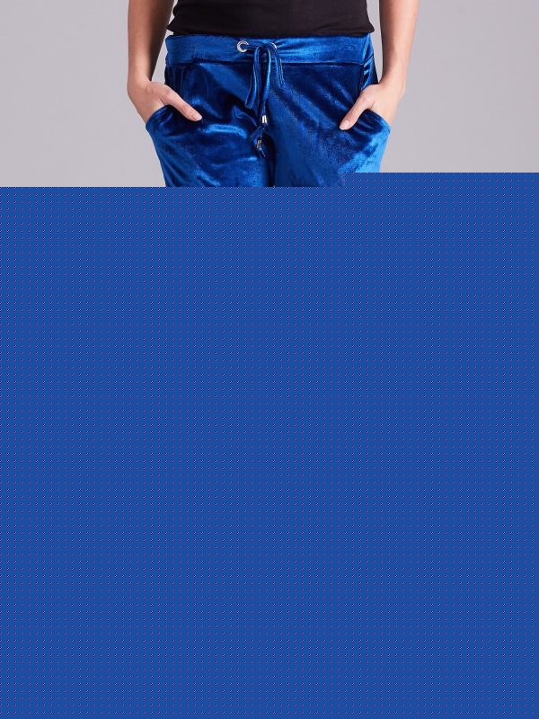 Velkoobchod Modré velurové kalhota