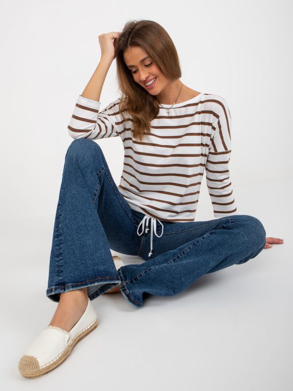 Velkoobchod Ecru-Hneda Pruhovaná Halenka Basic Cítit se dobře