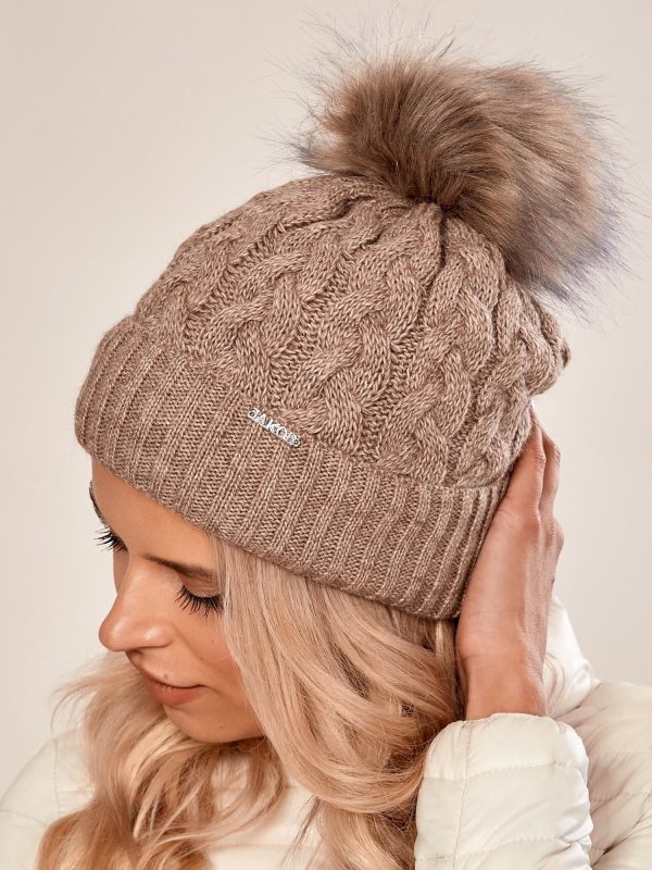 Velkoobchod Světle hnědá čepice v copu vazbě