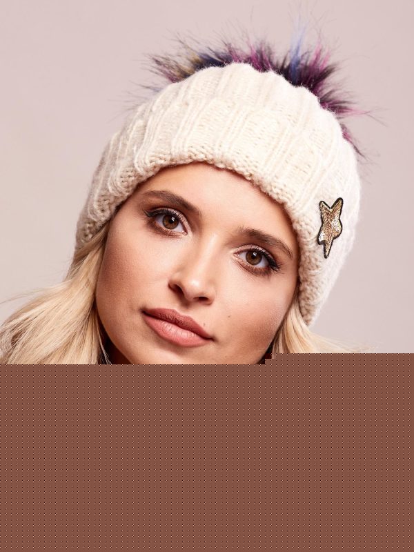 Velkoobchod Světle bežový klobouk s barevnými bambuli