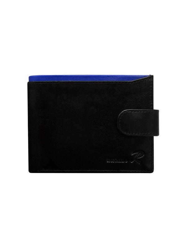 Velkoobchod Panská černá kožená peněženka s kobaltovým povrchem