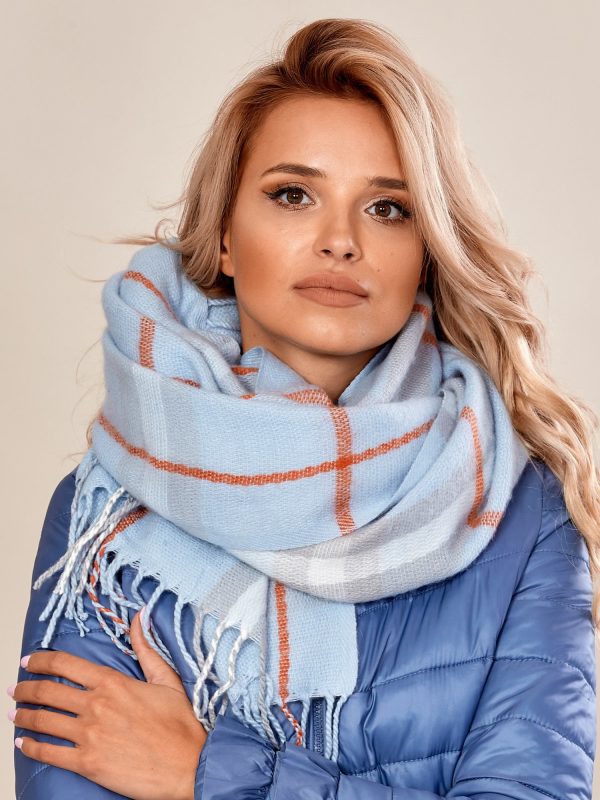 Velkoobchod Dámská kostkovaná šala světle modra