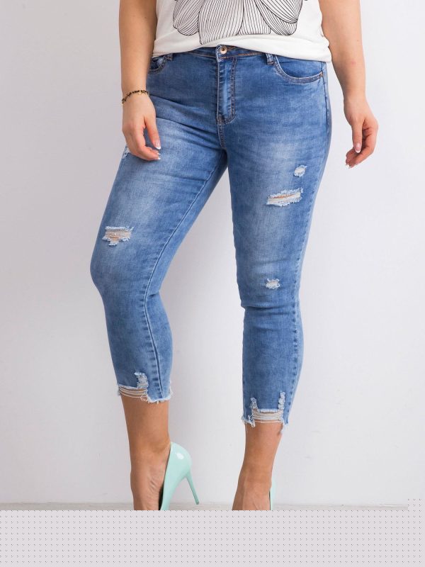 Velkoobchod Modré dzinové kalhota s odřeninami velikosti plus