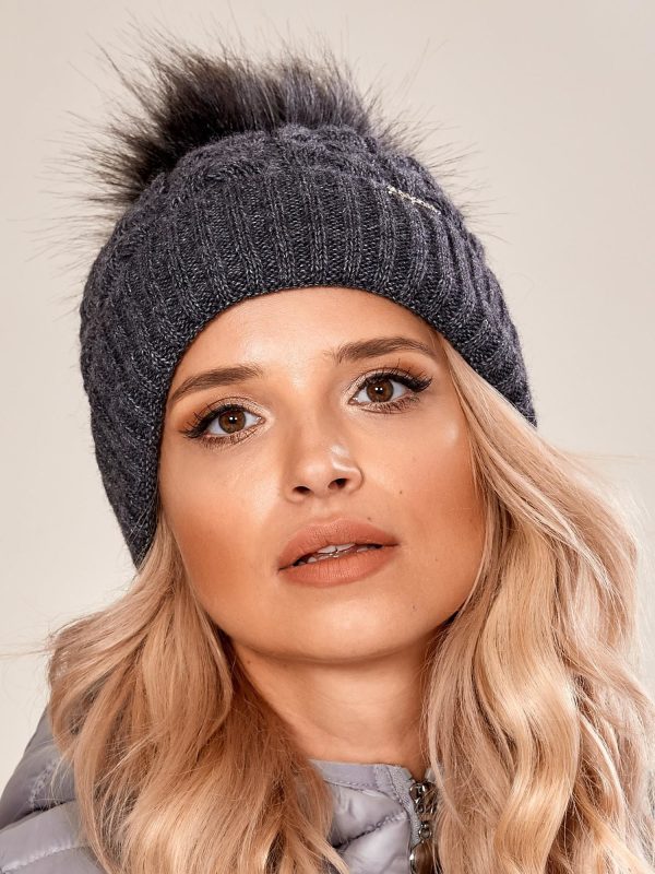 Velkoobchod Tmavě šedá čepice v copu vazbě