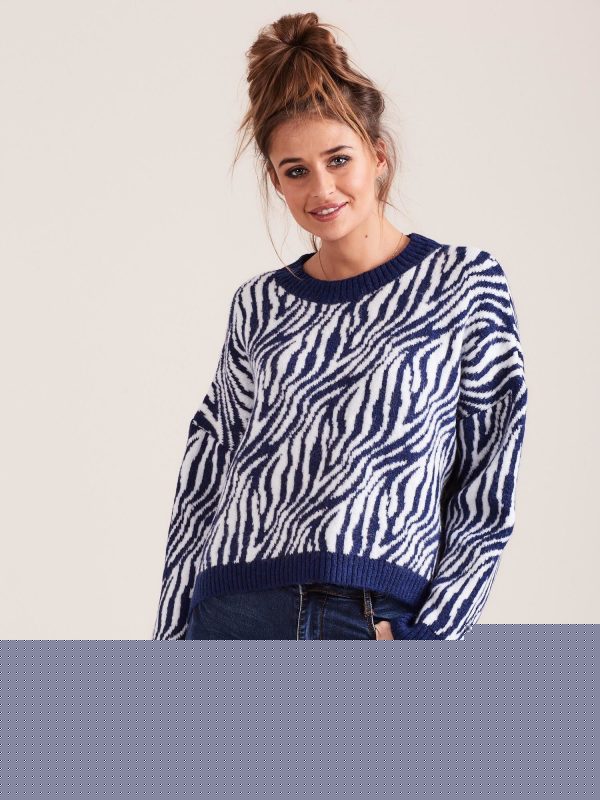 Velkoobchod Tmavě módní zebra svetr