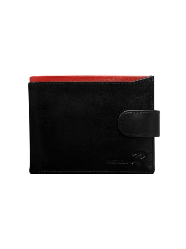 Velkoobchod Panská černa kožená peněženka s červeným lemováním