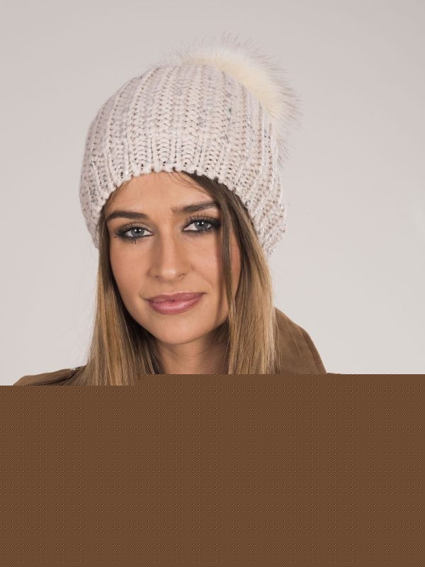 Velkoobchod Dámská zimní čepice s bambuli bežová
