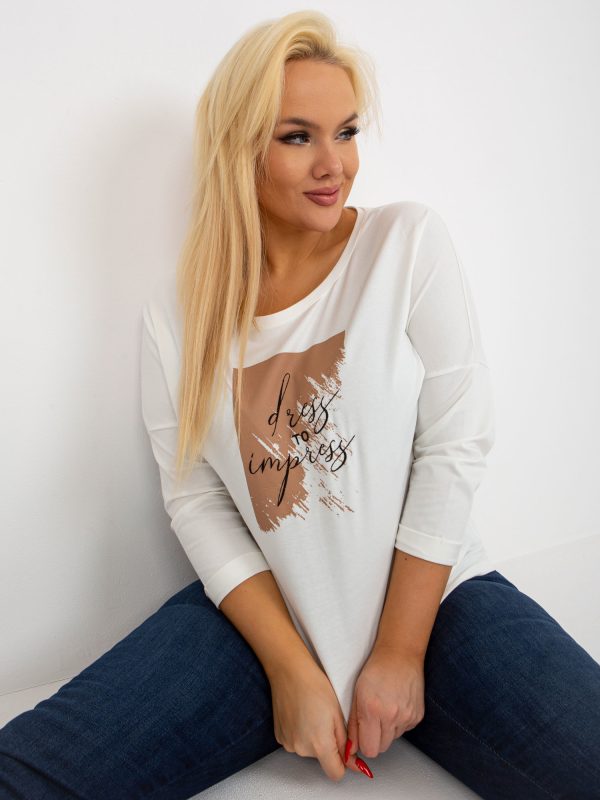 Velkoobchod Halenka velikosti Ecru plus s potiskem a delší zadní strana