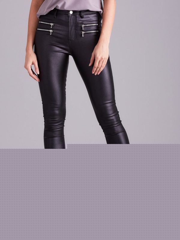 Velkoobchod Černé Voskované Kalhota S Vysokým Pásem