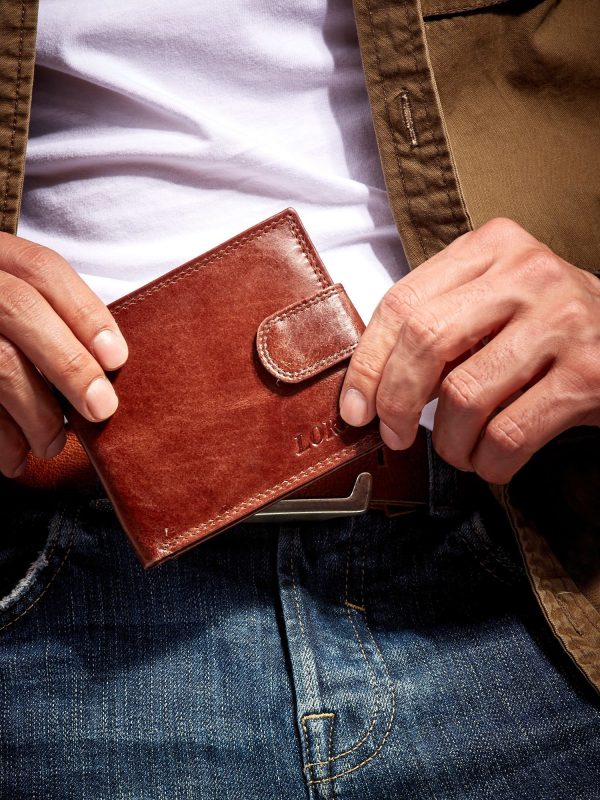 Velkoobchod Hneda pánská kožená peněženka se sponou