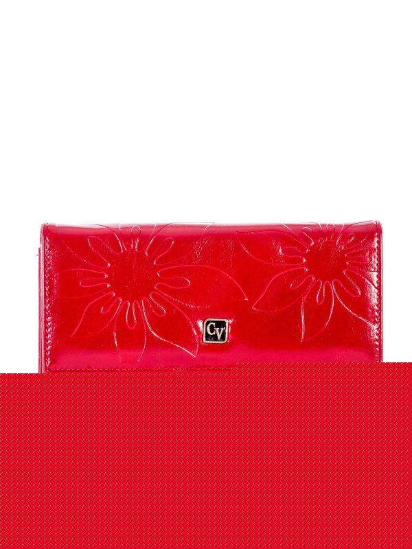 Velkoobchod Červená kožená peněženka v reliéfních květinách