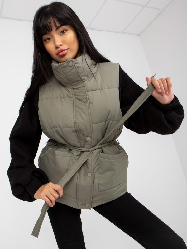 Velkoobchod Khaki vesta s vázáním a capsami