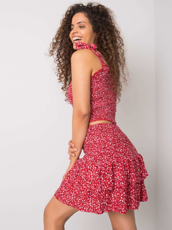 Velkoobchodní sukně Kaelie RUE PARIS červená vzorovaná