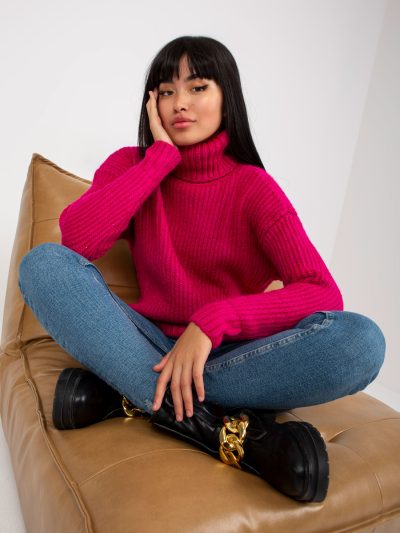 Velkoobchodní svetr Fuchsie robustní rolák Neva RUE PARIS