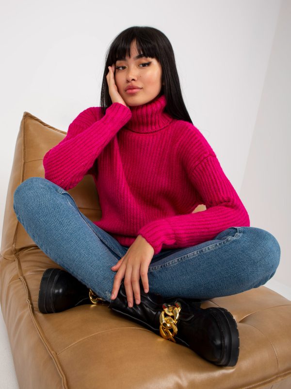 Velkoobchodní svetr Fuchsie robustní rolák Neva RUE PARIS