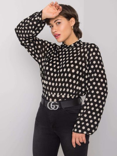 Velkoobchodní černá puntíkovaná halenka Arlo RUE PARIS