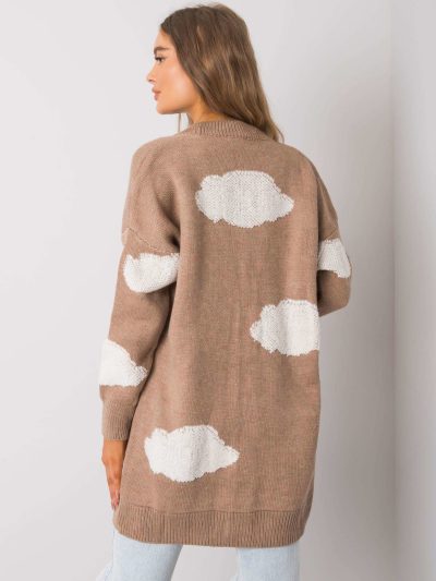 Velkoobchod Tmavě béžový svetr s knoflíky Ivee RUE PARIS