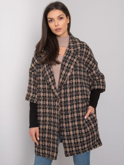 Velkoobchodní šedooranžový pletený kabát Memphis RUE PARIS