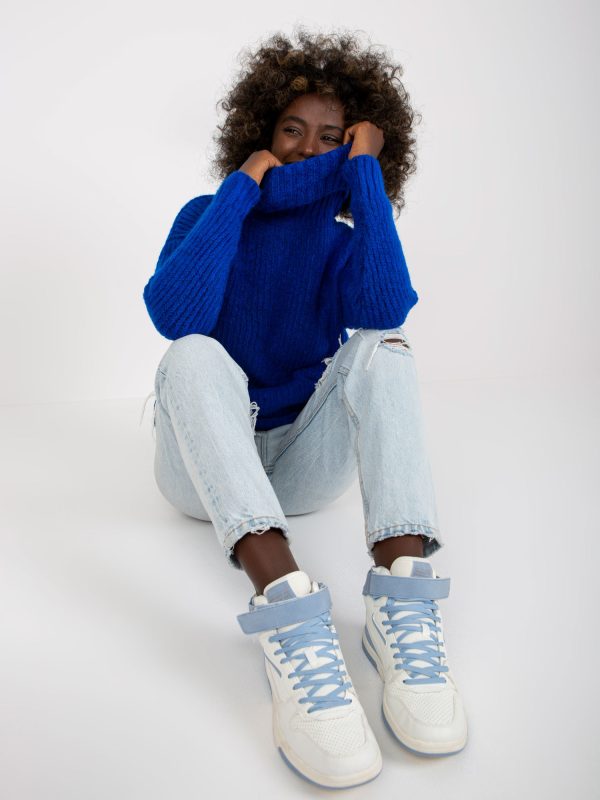 Velkoobchodní kobaltový teplý dámský rolák Neva RUE PARIS