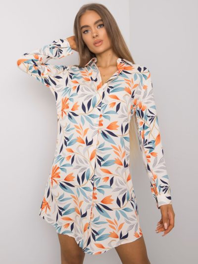 Velkoobchodní béžové a oranžové šaty se vzory Hastings RUE PARIS