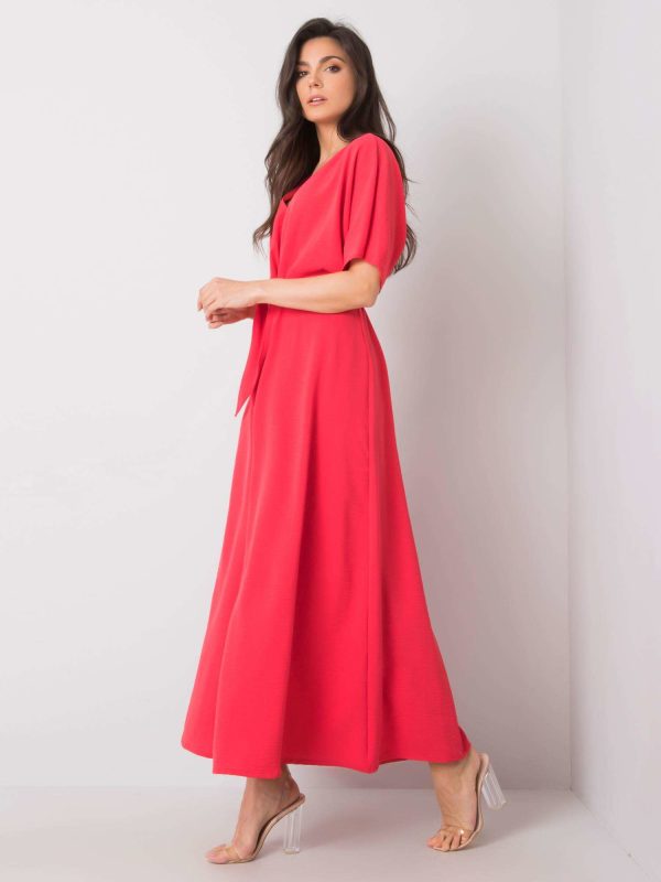 Velkoobchodní malinové šaty s kravatou Enrica RUE PARIS