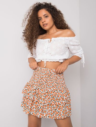 Velkoobchodní bílá a oranžová volánková sukně Cyndi RUE PARIS