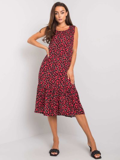 Velkoobchodní Julianne RUE PARIS černé a červené midi šaty